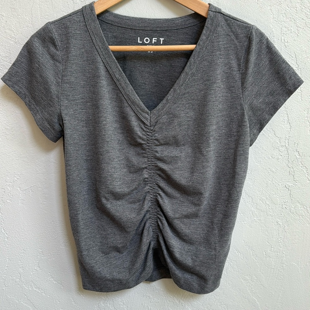LOFT V Neck Shirred Tee